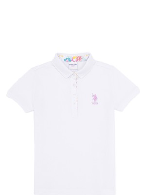 U.S. Polo Assn. Kız Çocuk Beyaz Basic Polo Yaka Tişört 50265668-VR013