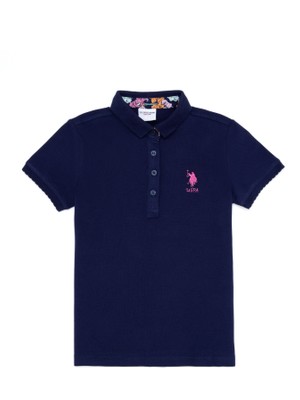 U.S. Polo Assn. Kız Çocuk Lacivert Polo Yaka Basic Tişört 50265668-VR033