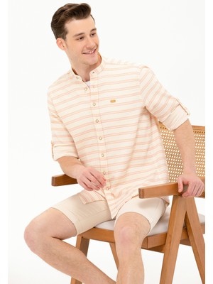 U.S. Polo Assn. Erkek Çizgili Krem Gömlek 50264099-VR211