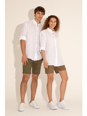 U.S. Polo Assn. Beyaz Unisex Keten Gömlek 50284324-VR013