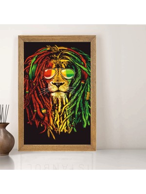 Lioncraft Aslan Tablo, Çerçeveli Cam Tablo 20X30 cm