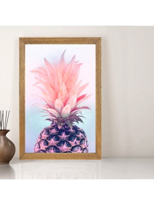 Lioncraft Ananas Tablo, Çerçeveli Cam Tablo 20X30 cm