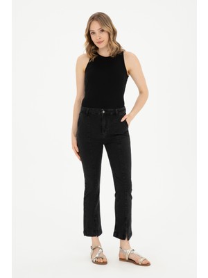 U.S. Polo Assn. Kadın Siyah Skinny Flare Cropped Fit Jean Pantolon 50282739-DN0027