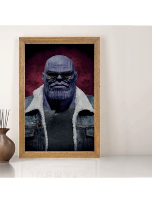 Lioncraft Marvel Thanos Tablo, Çerçeveli Cam Tablo 30X45 cm