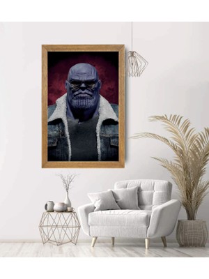 Lioncraft Marvel Thanos Tablo, Çerçeveli Cam Tablo 30X45 cm