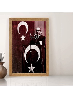 Lioncraft Başbuğ Alparslan Türkeş Tablo, Çerçeveli Cam Tablo 20X30 cm