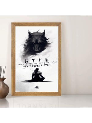 Lioncraft Türkçü Tablo, Çerçeveli Cam Tablo 30X45 cm