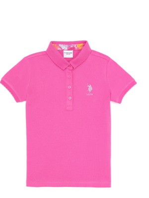 U.S. Polo Assn. Kız Çocuk Pembe Basic Polo Yaka Tişört 50265668-VR041