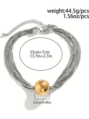 SE Jewellery Çoklu Zincir Büyük Top Kolye