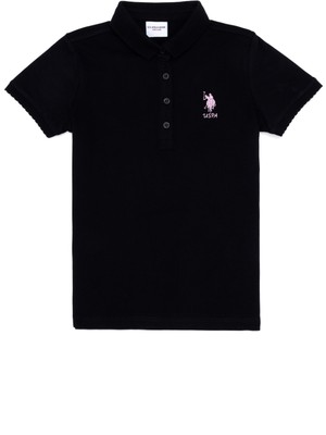 U.S. Polo Assn. Kız Çocuk Siyah Tişört Basic 50265668-VR046