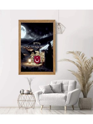 Lioncraft Türkçü, Türk Bayrağı Tablo, Çerçeveli Cam Tablo 30X45 cm