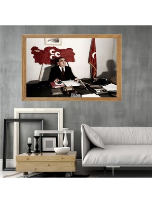 Lioncraft Başbuğ Alparslan Türkeş Tablo, Çerçeveli Cam Tablo 20X30 cm