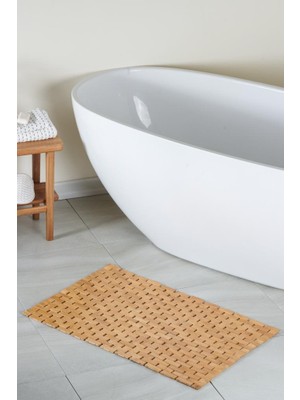 Bluenity Natural Bambu Ahşap Banyo Paspası 50 x 80  cm  - Kahverengi