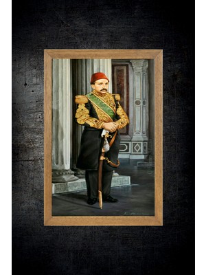 Lioncraft Sultan Abdülhamit Han  Tablo, Çerçeveli Cam Tablo 30X45 cm