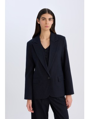 DeFacto Oversize Geniş Kalıp Ceket Yaka Düğmeli Basic Düz Blazer Ceket D4446AX24AU