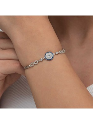 Usho Jewelry Gümüş Nazarlı Sonsuzluk Kadın Bileklik