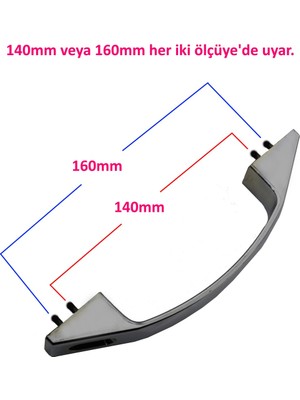 Kartallar Yapı 2 Kapaklık Krom Duşakabin Kulpu 140 mm ve 160 mm Ölçülerine Uygun 2 Iç 2 Dış Çift Kapak D Kulp