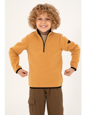 U.S. Polo Assn. Erkek Çocuk Yarım Fermuarlı Camel Polar Sweatshirt 50298060-VR015