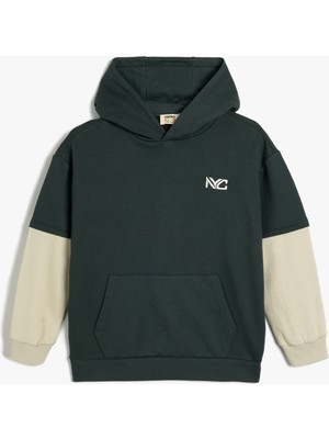 Koton Kapşonlu Sweatshirt Baskı Detaylı Uzun Kollu Pamuklu