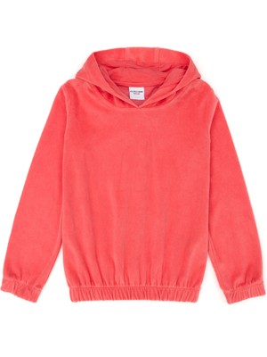 U.S. Polo Assn. Kız Çocuk Pembe Kapüşonlu Kadife Sweatshirt 50272420-VR041