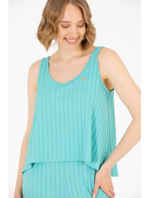 U.S. Polo Assn. Kadın Mint Bisiklet Yaka Kolsuz Tişört 50263938-VR090