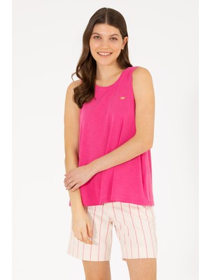 U.S. Polo Assn. Kadın Fuşya Bisiklet Yaka Kolsuz Tişört 50262481-VR023