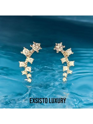 Exsisto Luxury Yıldız Taşlı 925 Ayar Gümüş Küpe