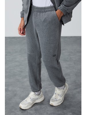 Tommy Life Gri Melanj Kalın Yumuşak Dokulu Comfort Fit Nakışlı Erkek Eşofman Takım - 85269