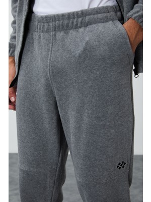 Tommy Life Gri Melanj Kalın Yumuşak Dokulu Comfort Fit Nakışlı Erkek Eşofman Takım - 85269