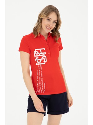 U.S. Polo Assn. Kadın Kırmızı Polo Yaka Tişört 50282889-VR030