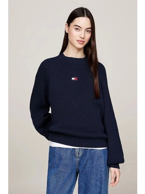 Tommy Hilfiger Kadın Badge Mockneck Kazak