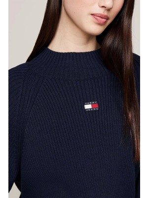 Tommy Hilfiger Kadın Badge Mockneck Kazak