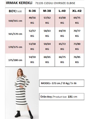 Irmak Kerekli Çizgili Oversize Triko Elbise 71135