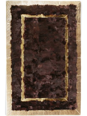 Dericibey Gold Varaklı Kahverengi Toskana Halı 140  x  140  cm  Yuvarlak