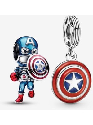 Lines Bijuteri Kaptan Amerika Cazibesi Ikili Set