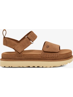 Kadınlar İçin UGG Australia Goldenstar Kahverengi Sandalet Ayarlanabilir Kayışlar ve Süet Malzeme