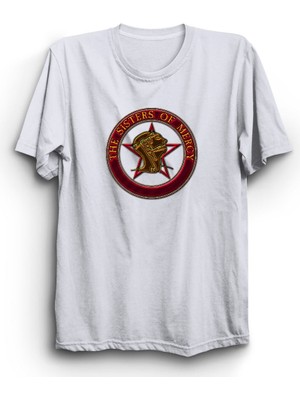 The Fame The Sisters Of Mercy, Hot Logo, Rock Metal Müzik Grubu Unisex Beyaz  Pamuk Tişört