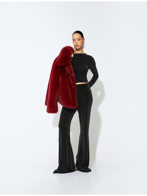 Koton Slim Fit Uzun Kollu Yuvarlak Yaka Parıltılı Body