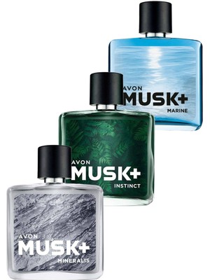 Avon Musk Marine Musk Instinct ve Musk Mineralis 75 ml Erkek Parfüm Seti