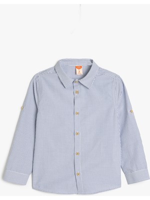 Koton Uzun Kollu Pamuk Karışımlı Ekoseli Gömlek