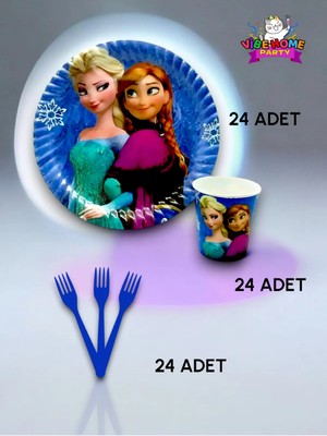 24 Kişilik Frozen Temalı Süper Eko Seti - Doğum Günü Parti ve Eğlenceli Etkinlikler