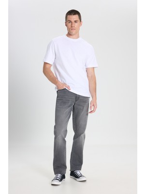Slim Fit Dar Kesim Normal Bel Dar Paça Texas Antrasit Esnek Jean Denim Pantolon