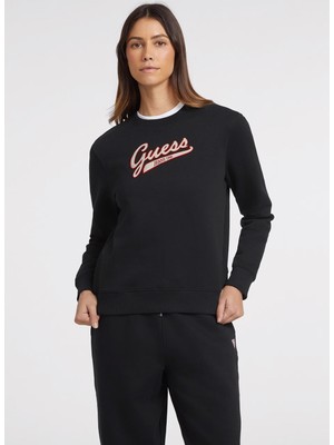 Guess Jeans Siyah Kadın Bisiklet Yaka Normal Kalıp Desenli Sweatshirt Gj Cn Reg Guess J Sc - Organıc Co/p