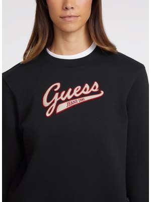 Guess Jeans Siyah Kadın Bisiklet Yaka Normal Kalıp Desenli Sweatshirt Gj Cn Reg Guess J Sc - Organıc Co/p