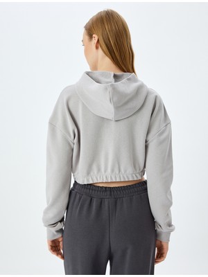 Koton Kapüşonlu Uzun Kollu Crop Beli Lastikli Oversize Sweatshirt