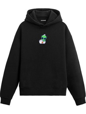 Colermi Uzayda Köpük Banyosu Uzay Baskılı Sweat Uzay Temalı Kapşonlu Uzay Tasarım Hoodie