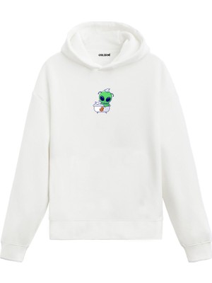 Colermi Uzayda Köpük Banyosu Uzay Baskılı Sweat Uzay Temalı Kapşonlu Uzay Tasarım Hoodie