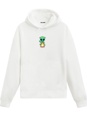 Colermi Gizemli Ziyaretçi Uzay Baskılı Sweat Uzay Temalı Kapşonlu Uzay Tasarım Hoodie