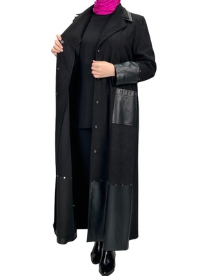 ottomanwear.com Büyük Beden Süet Kaban Siyah OTW4784