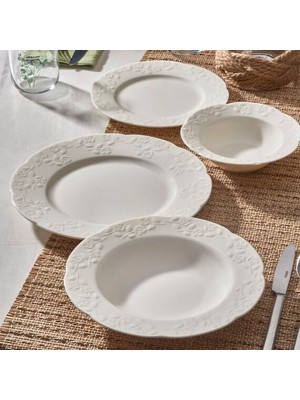 Güral Porselen Güral Carmına 24 Parça 6 Kişilik Bone Yemek Takımı